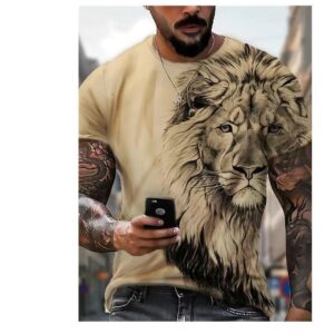 3D Lion Print Men's T-Shirt